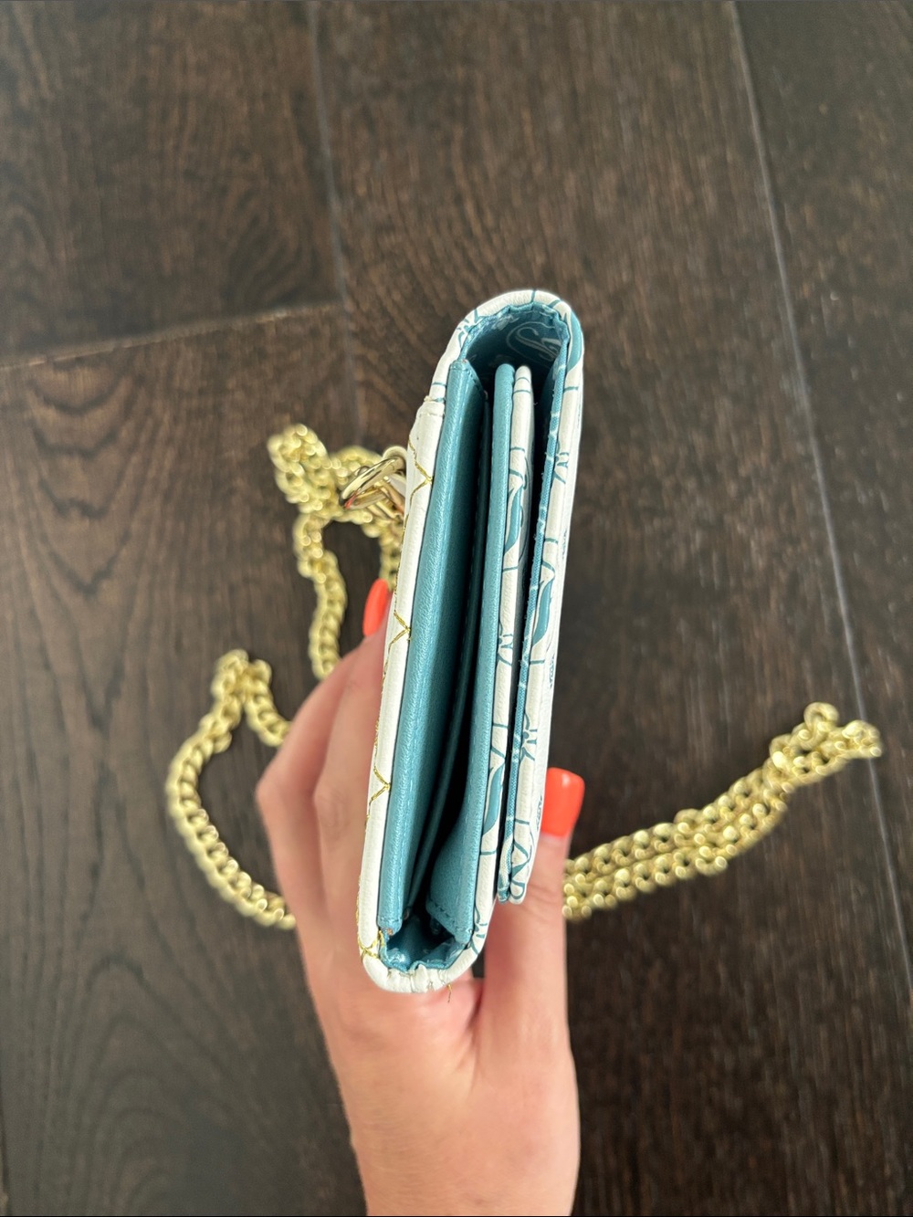 Loungefly White and Blue Monogram Crossbody with Gold Chain - Picture 8 of 10